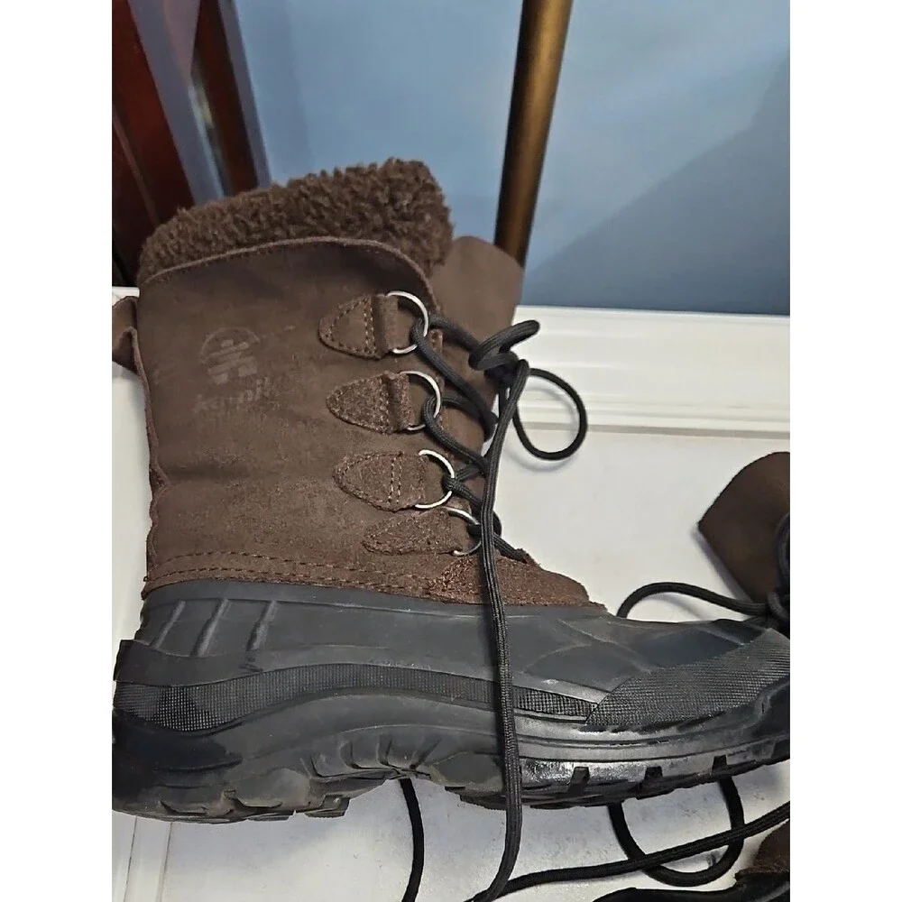 Kamik Conquest Brown Winter Snow Boots with Faux Fur Trim Men's Size 7